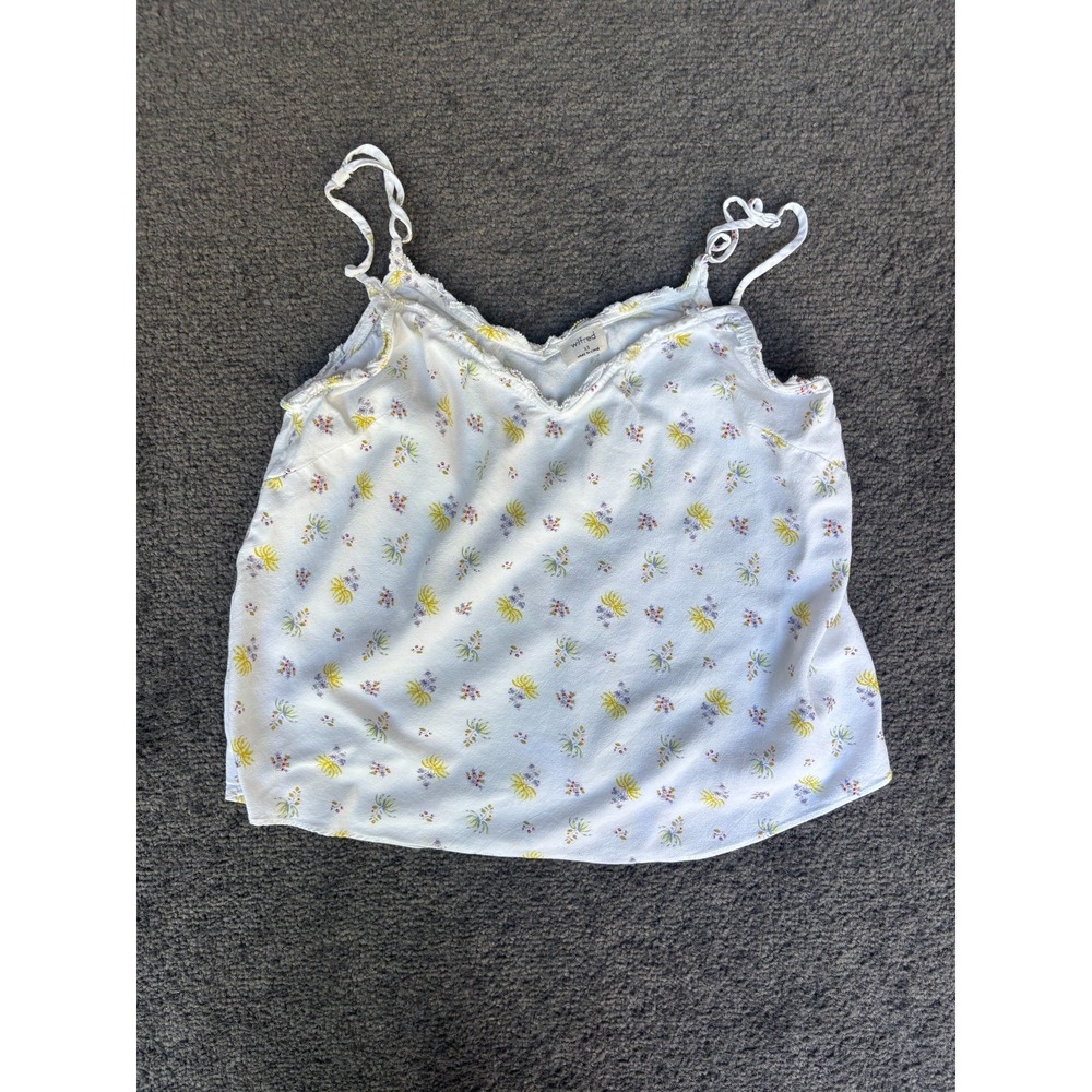 Aritzia Wilfred Wera Camisole Top Women's XS White Floral 100% Viscose Pullover‎